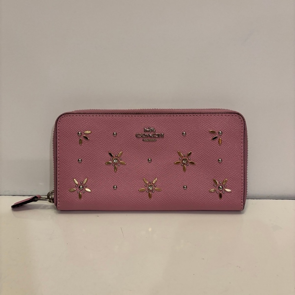 Coach Stud Accordion Zip Wallet